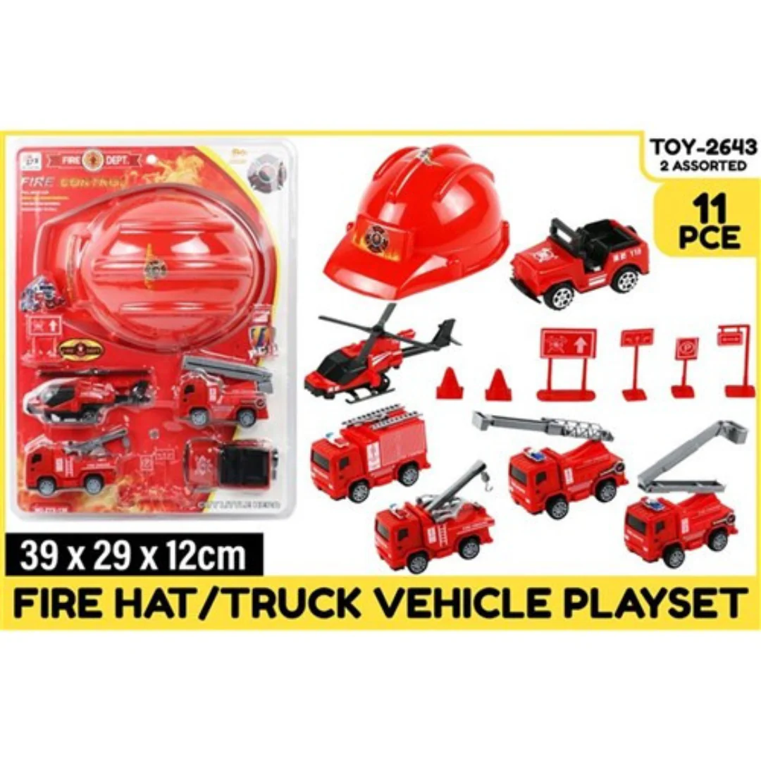 1 Fire Hat and Truck Vehicle Play Set 2 Asstd
