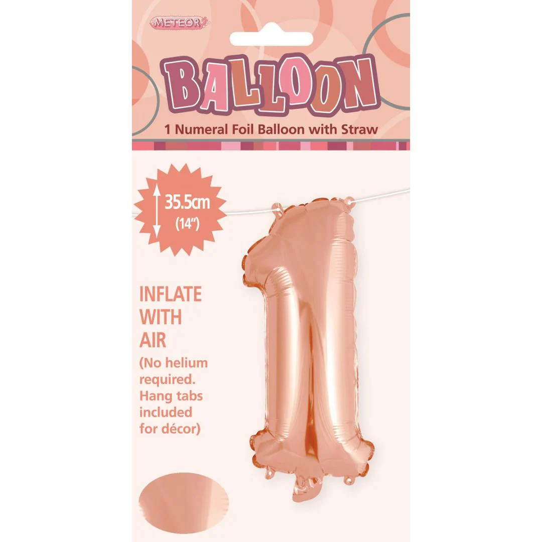 Numeral Foil Balloon 35cm Rose Gold - 1 - Image 2