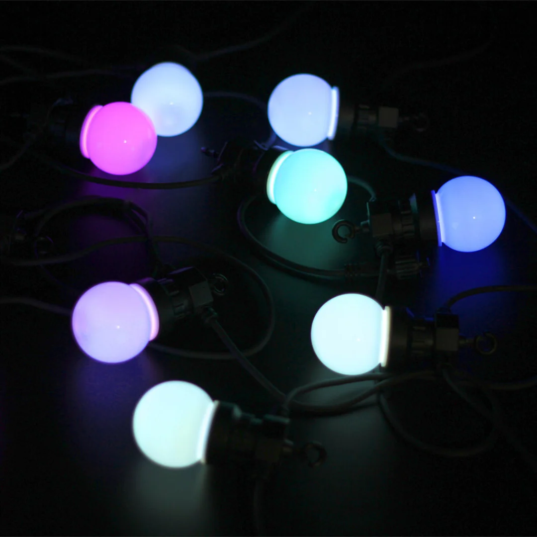 10 RGB LED Opal Globes Festoon Light Black 10M - Image 4