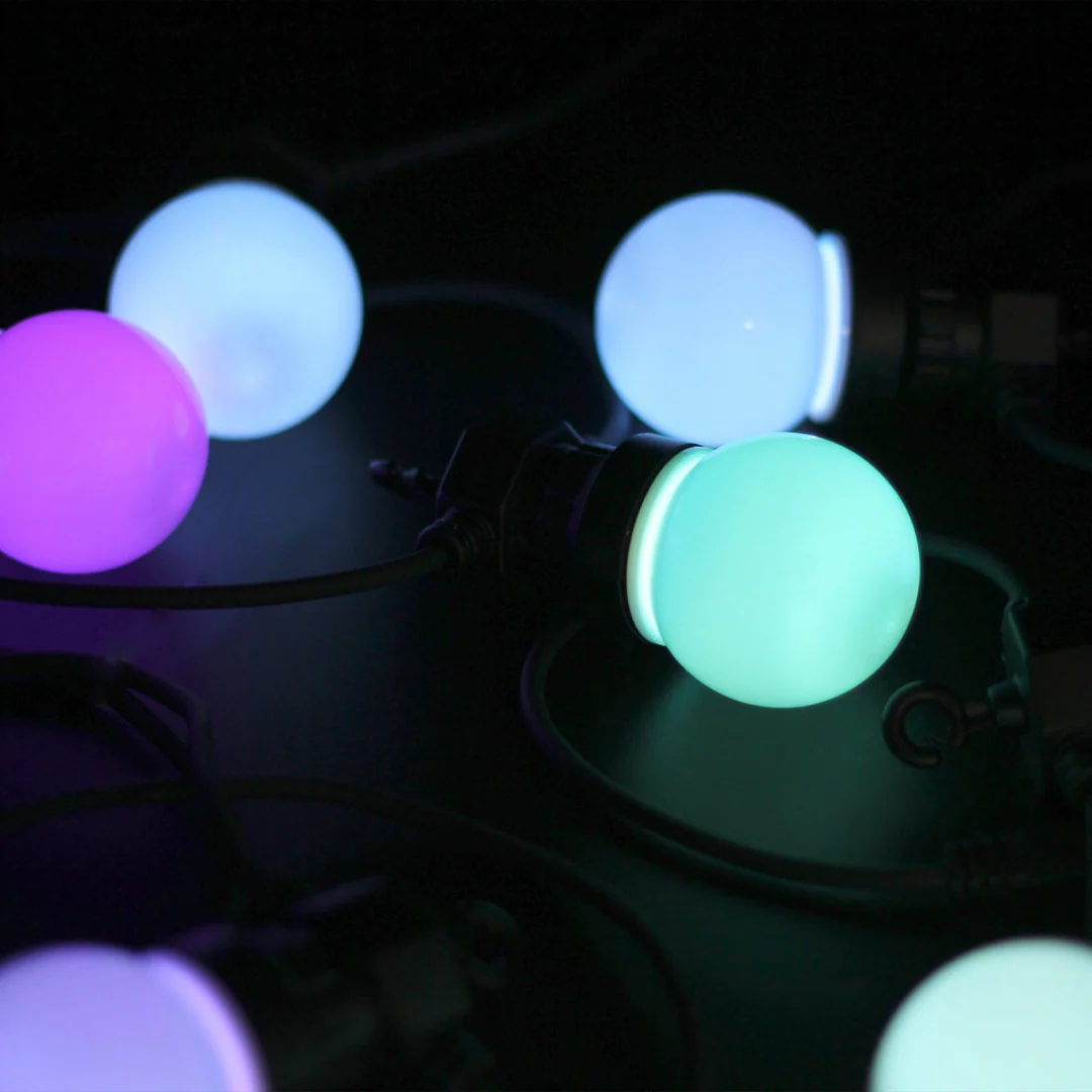 10 RGB LED Opal Globes Festoon Light Black 10M - Image 5