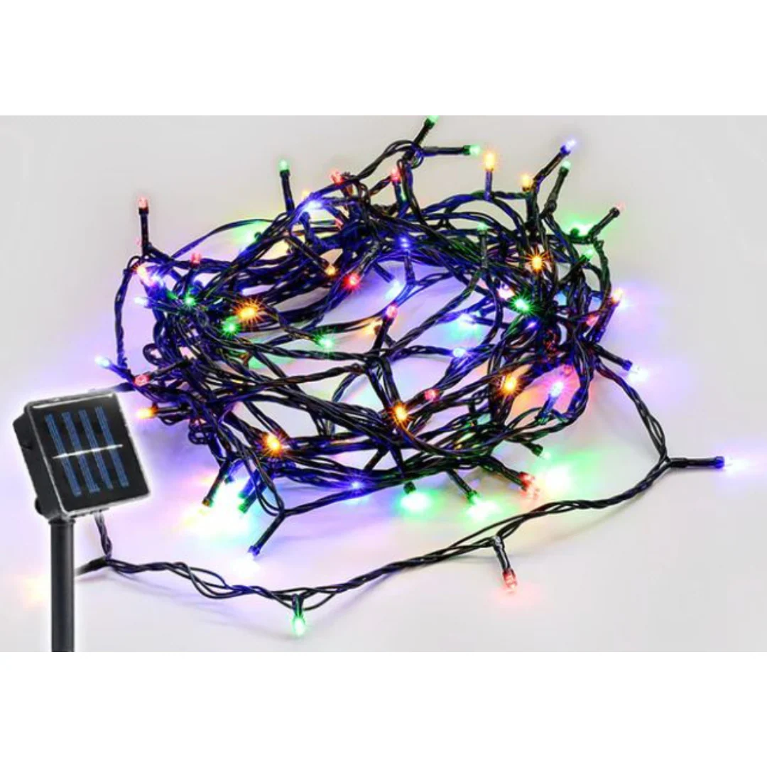 100 LED Solar Fairy Light Chain Multicolour 4.9m