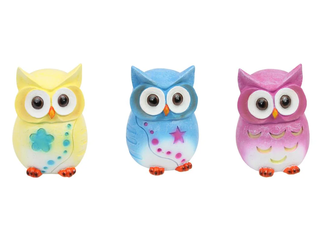 12CM COLOURED SITTING OWL