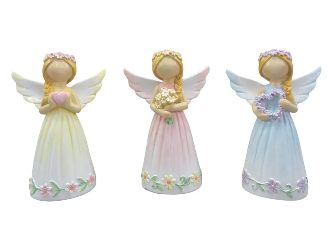 12CM STANDING FLORAL ANGEL 3 ASS