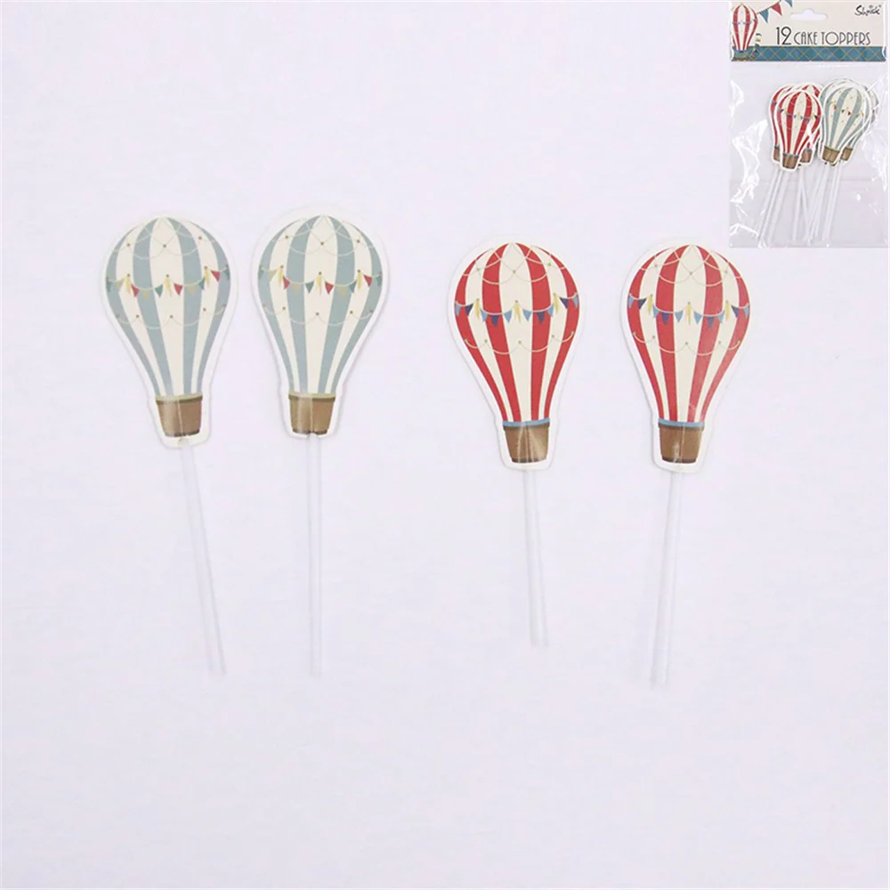 Vintage Hot Air Balloon Cake Picks Pk Of 12