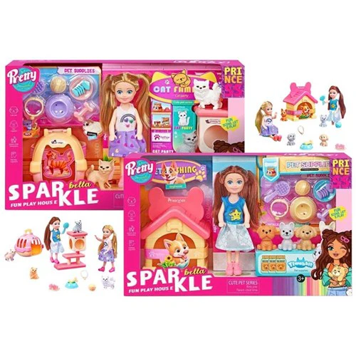 13pce Small Doll set with Pet Playhouse