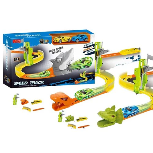 14Pce Animal Speed Track w/Launch 2Cars