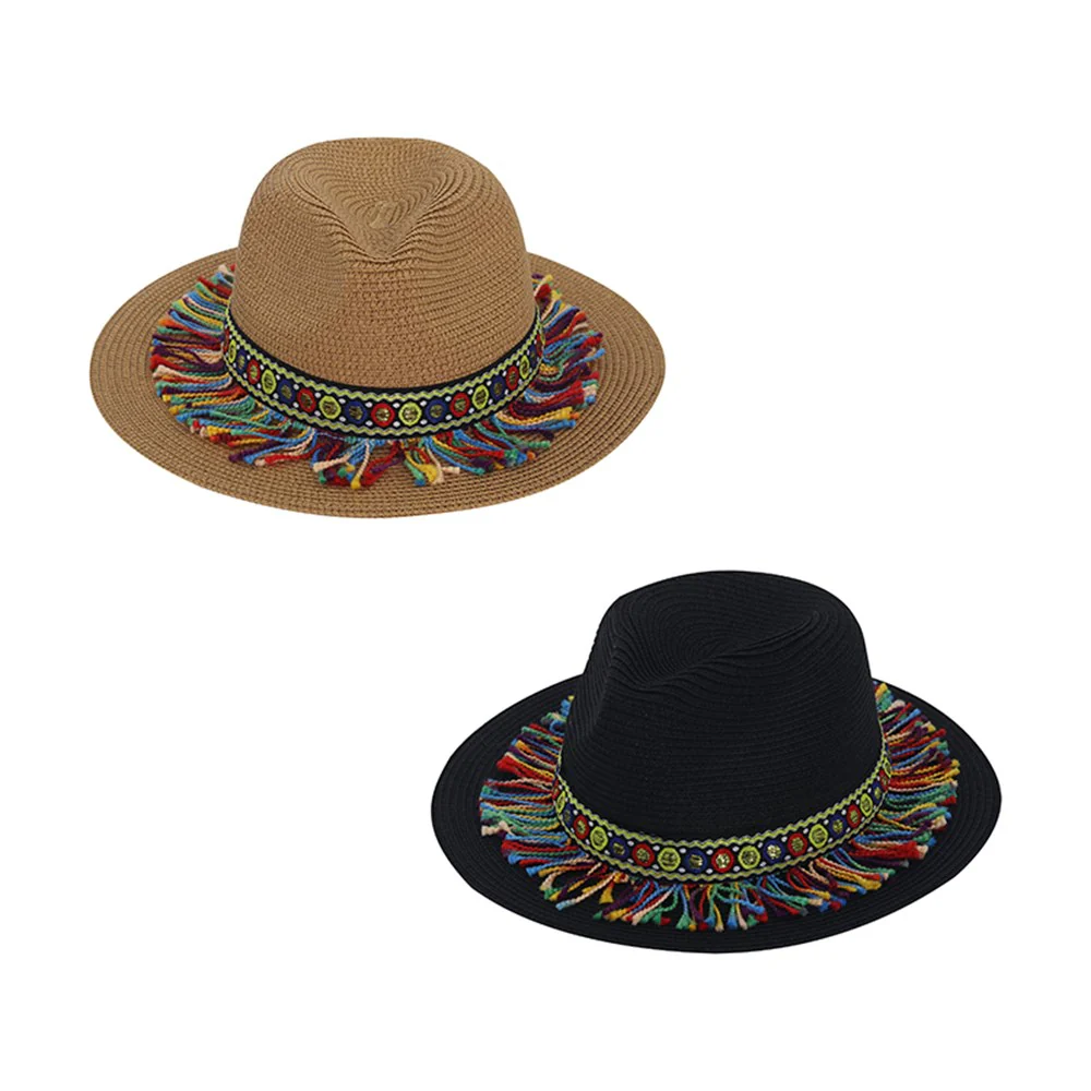 2 Asst PANAMA HAT W/TASSELS