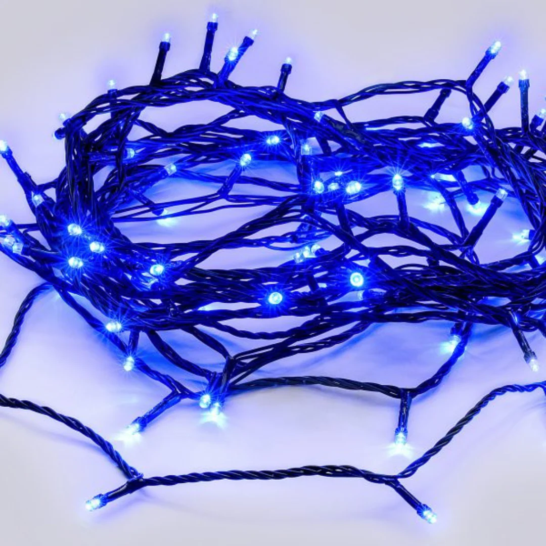 240 LED Fairy Light Chain Dark Green Cable - Blue