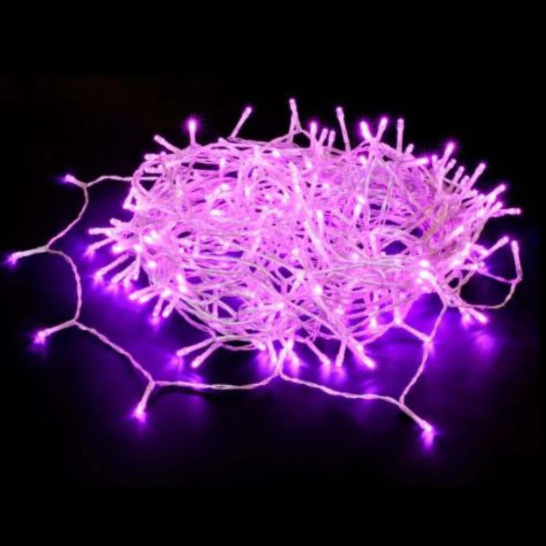 240 LED Fairy Light Chain Dark Green Cable - Pink