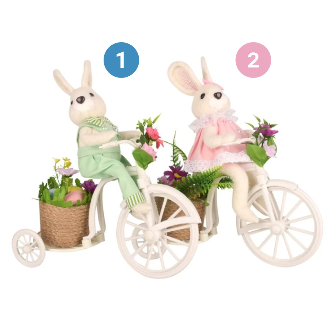 2A BUNNIES ON BICYCLE 28x24x12CM