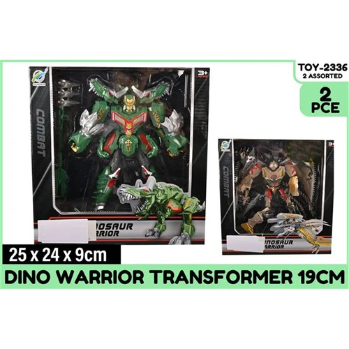2Pce Dino Warrior ChangeRobot 19cm Asstd