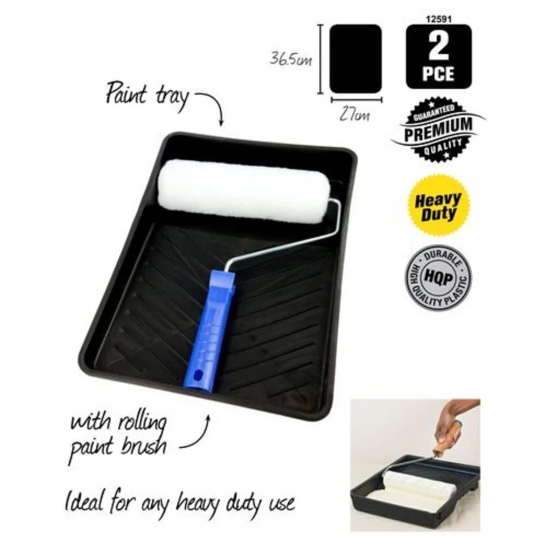 2pce Paint Tray w/Roller & Cover-23cmL - Image 2