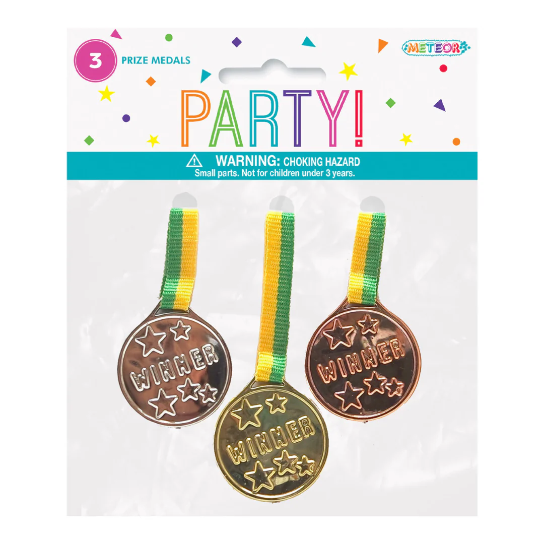 3 Winners Medals - Gold, Silver & Bronze