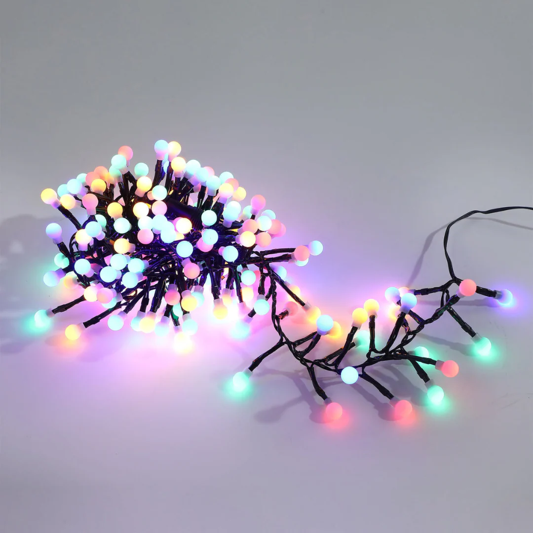 300 LED Connectable Cluster String Light with Cherry Balls - Multicolour/Dark