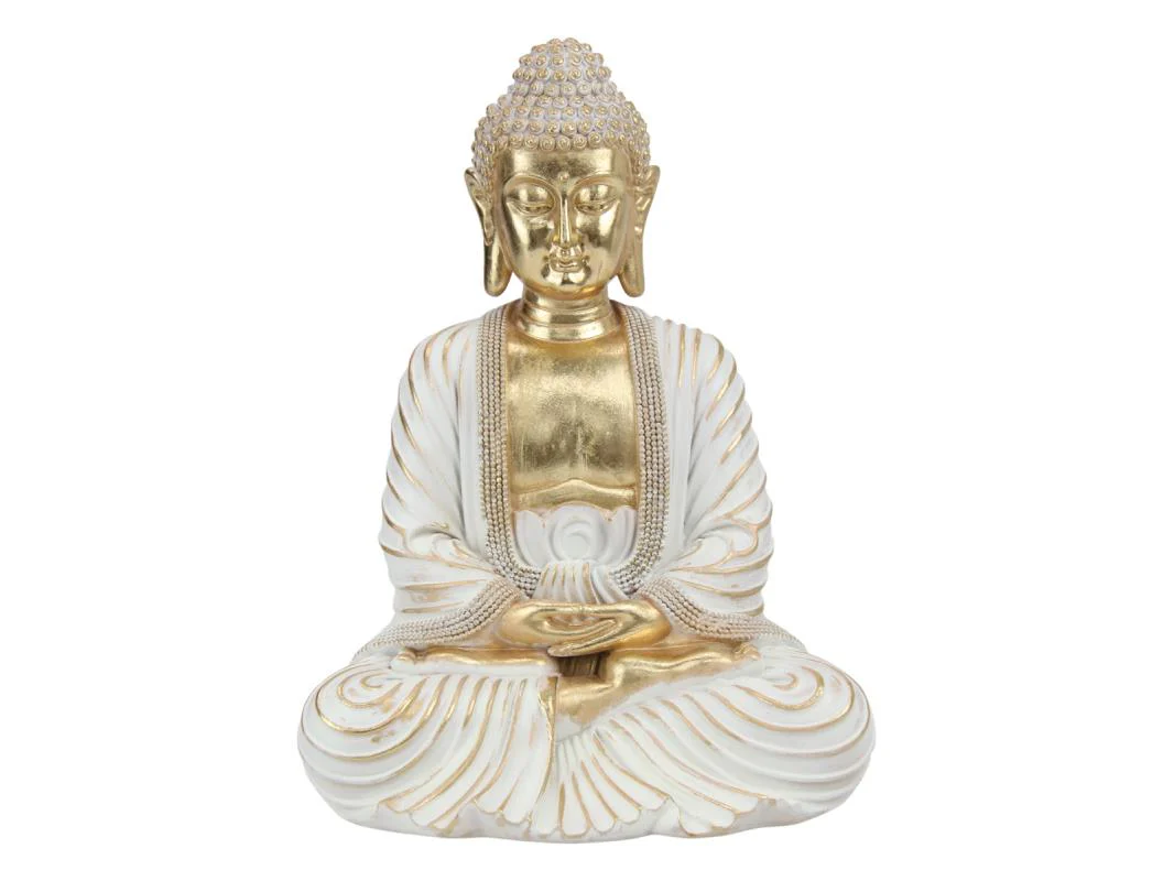 Rulai Buddha withGold White Swirl 31cm