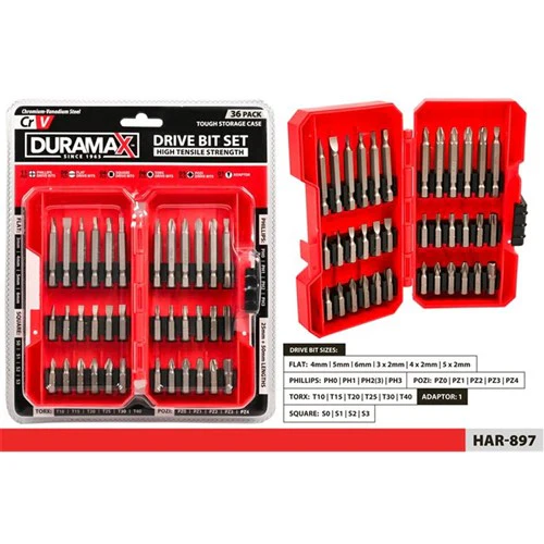 36Pc Drill Bit Set In Case