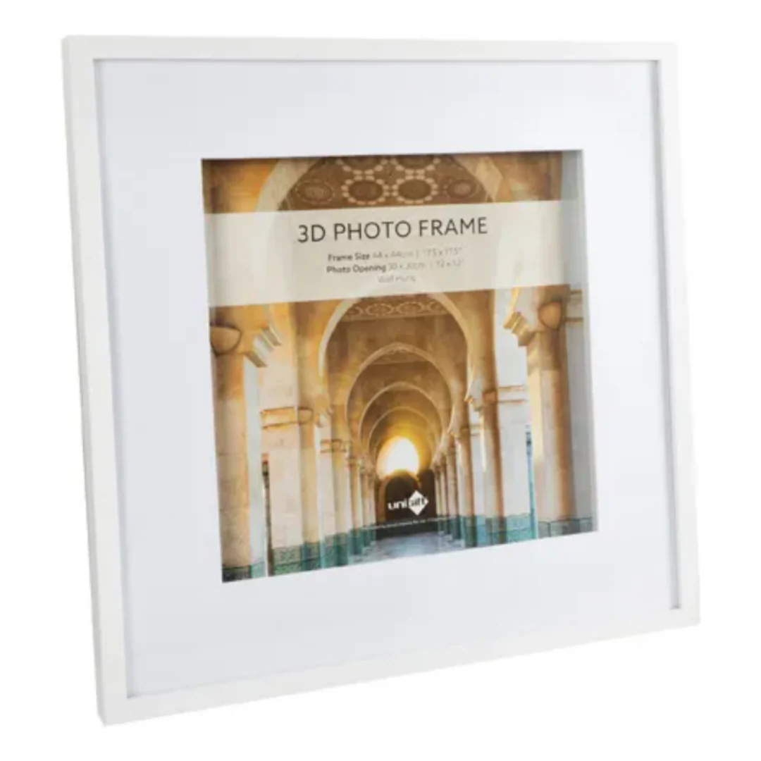 3D Frame 44x44cm 30x30cm White