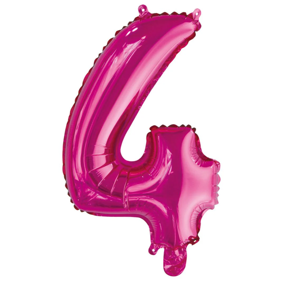 Numeral Foil Balloon 35cm Hot Pink - 4