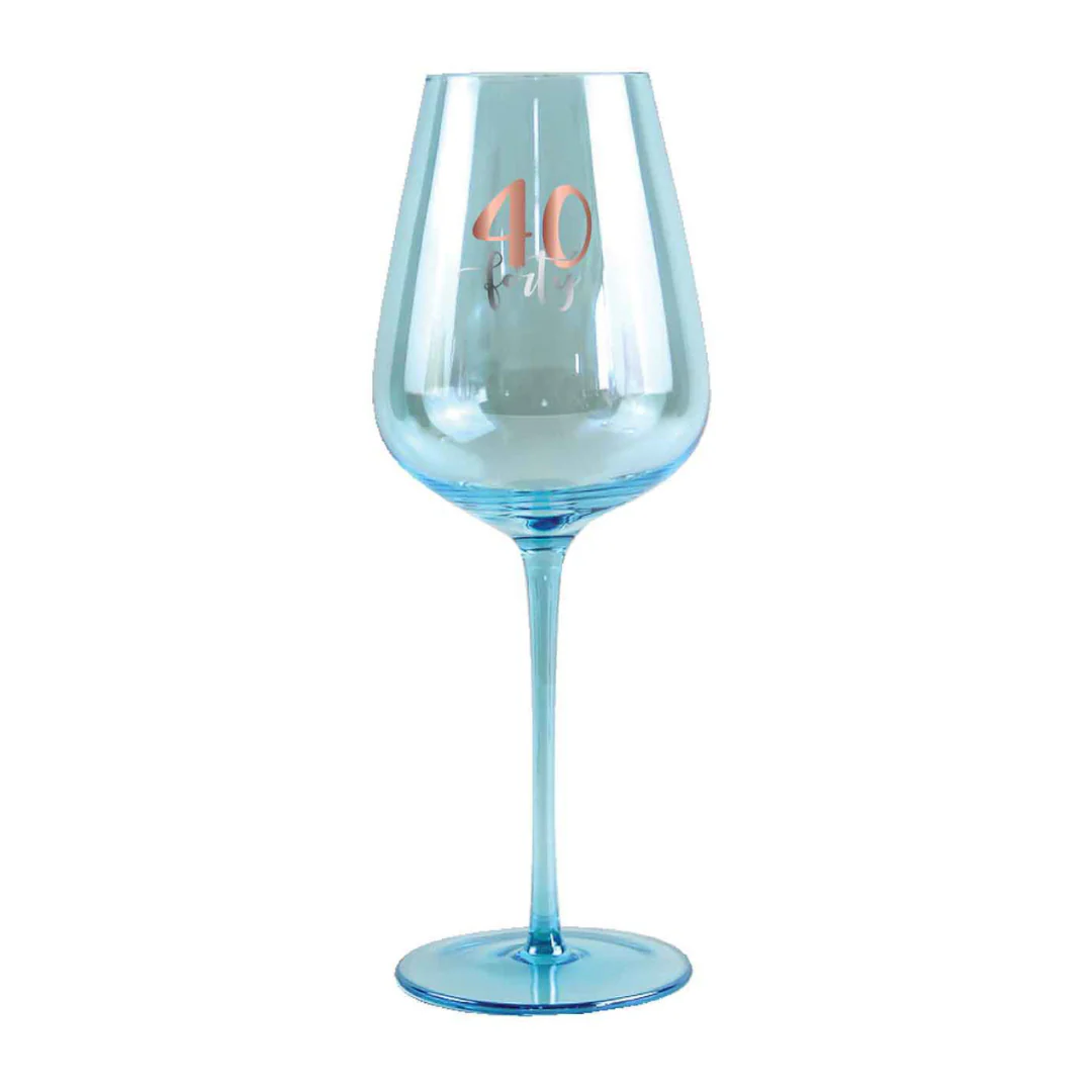40th Coloured Wine Glass Rose Gold Decal 430ml