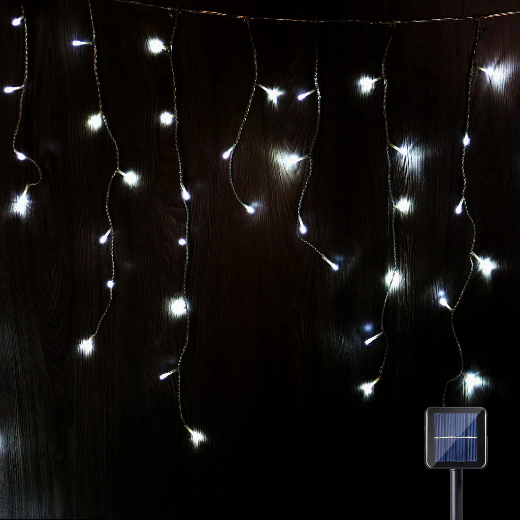 480 LED Solar Icicle Light - Clear Cable White