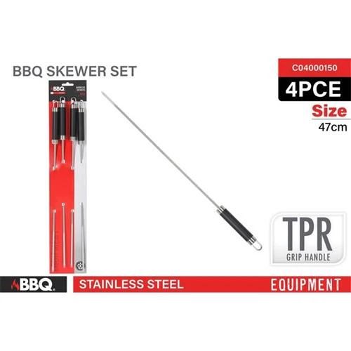 BBQ Skewer Set with handle Stainless Steel 47cm