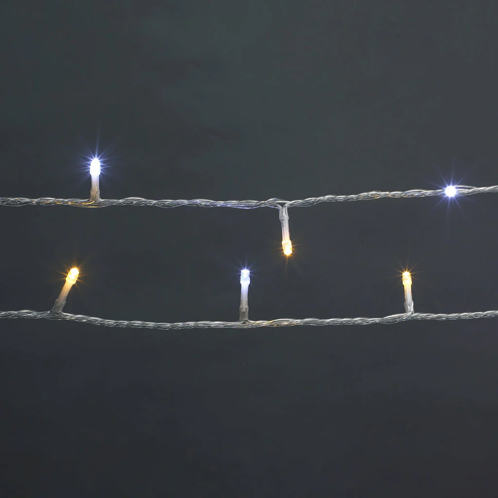 520 LED Connectable Fairy Light Chain Clear Cable - Warm White+White - Image 6