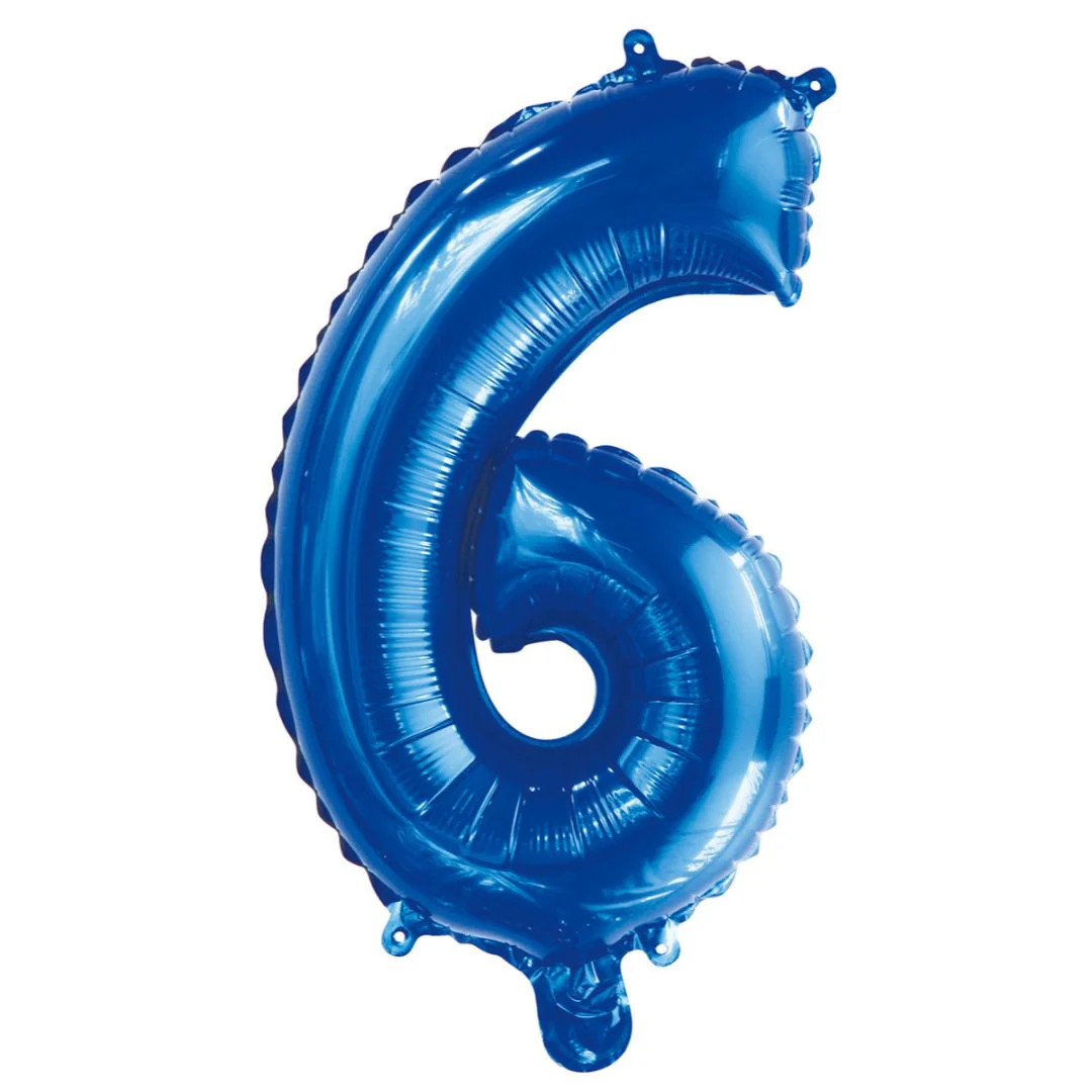 Numeral Foil Balloon 35cm Royal Blue - 6