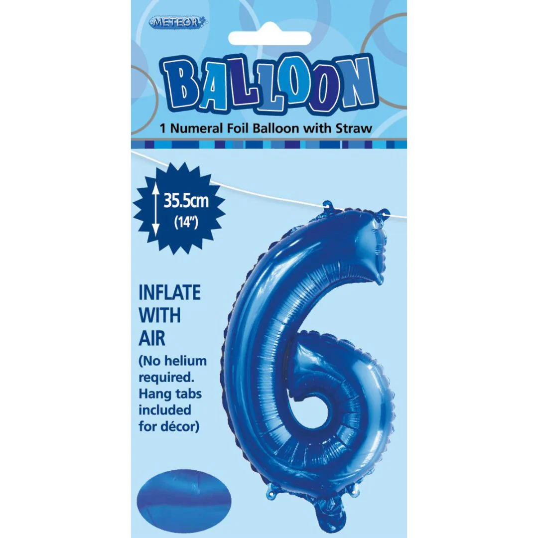 Numeral Foil Balloon 35cm Royal Blue - 6 - Image 2