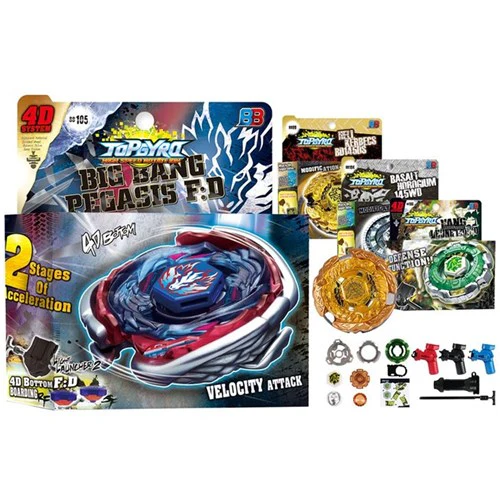 6pce Battle Gyro Top Spin with Launcher