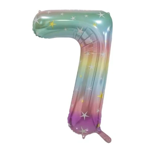 FOIL BALLOON 86cm Pastel Rainbow Number #7
