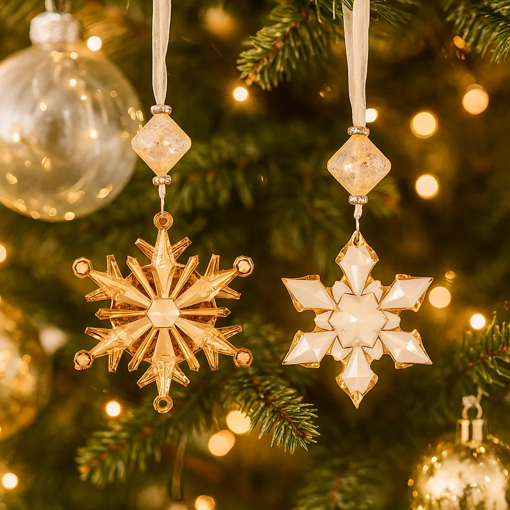 Acrylic Snowflake Tree Ornament 11cm Champagne Assorted