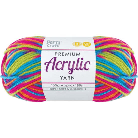 Acrylic Yarn 100g 189m 8ply Multi 12 Utopia