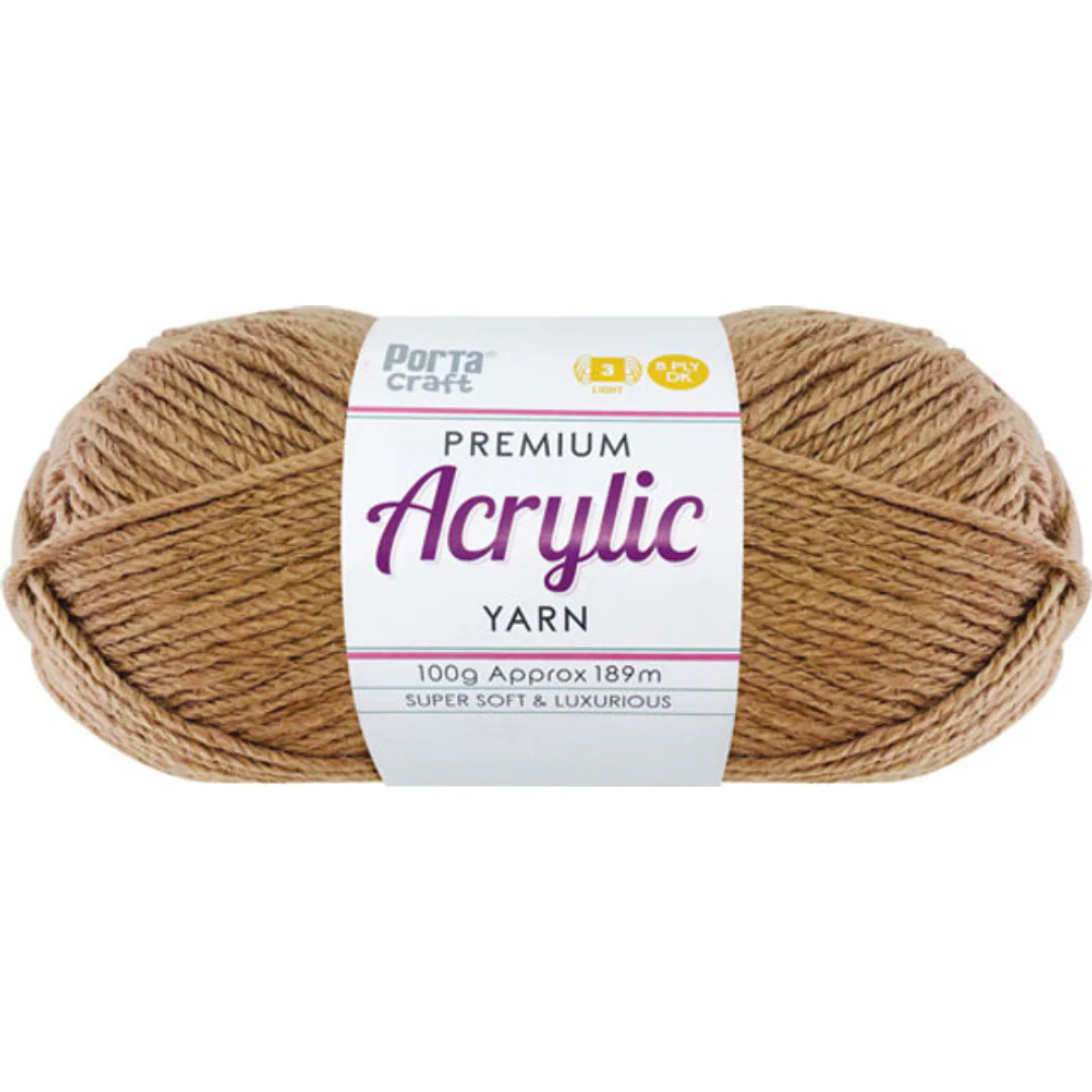 Acrylic Yarn 100g 189m 8ply Solid 05 Nutmeg