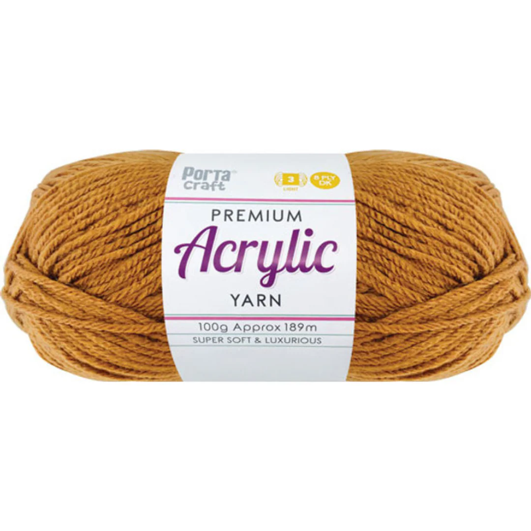 Acryl Yarn 100g 189m 8ply Solid 07 Teddy Bear