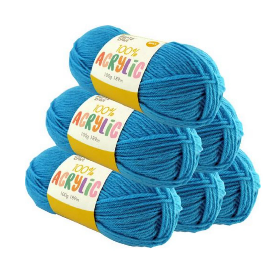 Acryl Yarn 100g 189m 8ply Solid 49 Hot Blue