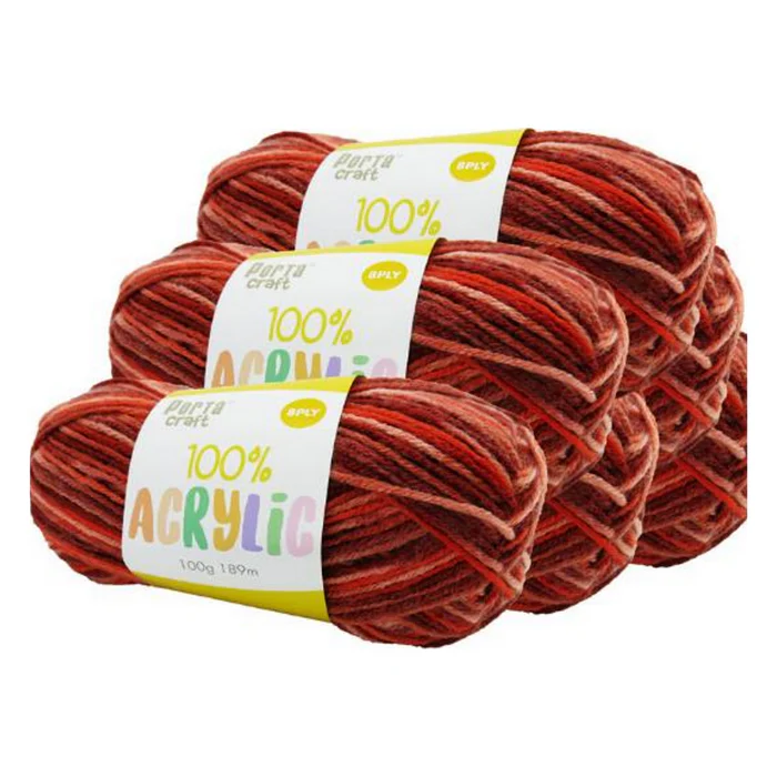 Acryl Yarn 100g 189m 8ply Multi 35 Fire