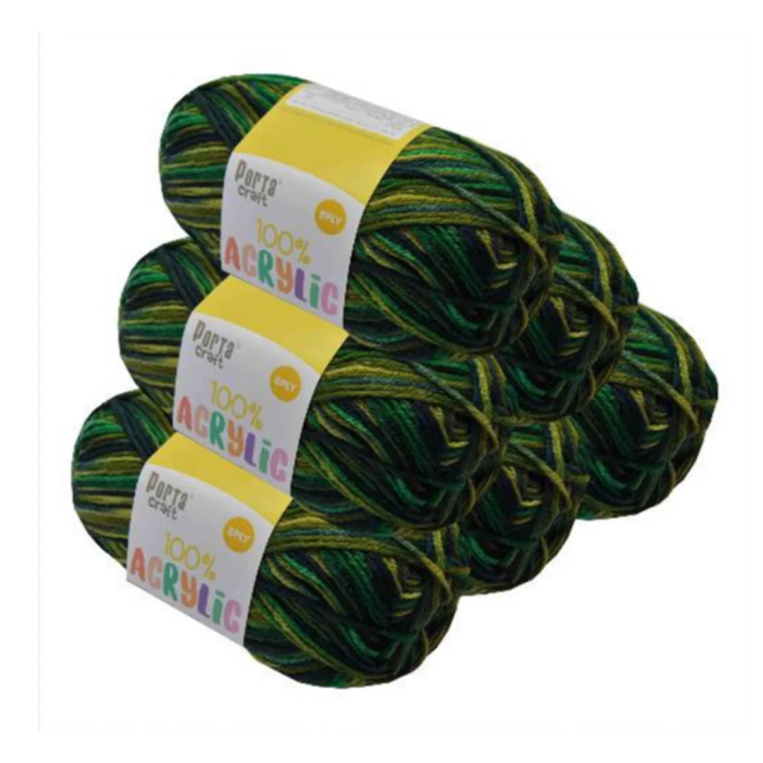 Acryl Yarn 100g 189m 8ply Multi 01 Forrest Green
