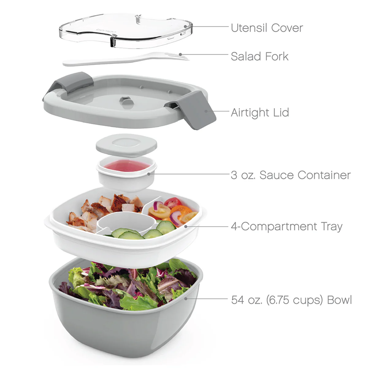 Bentgo All-in-One Salad Container Grey - Image 3