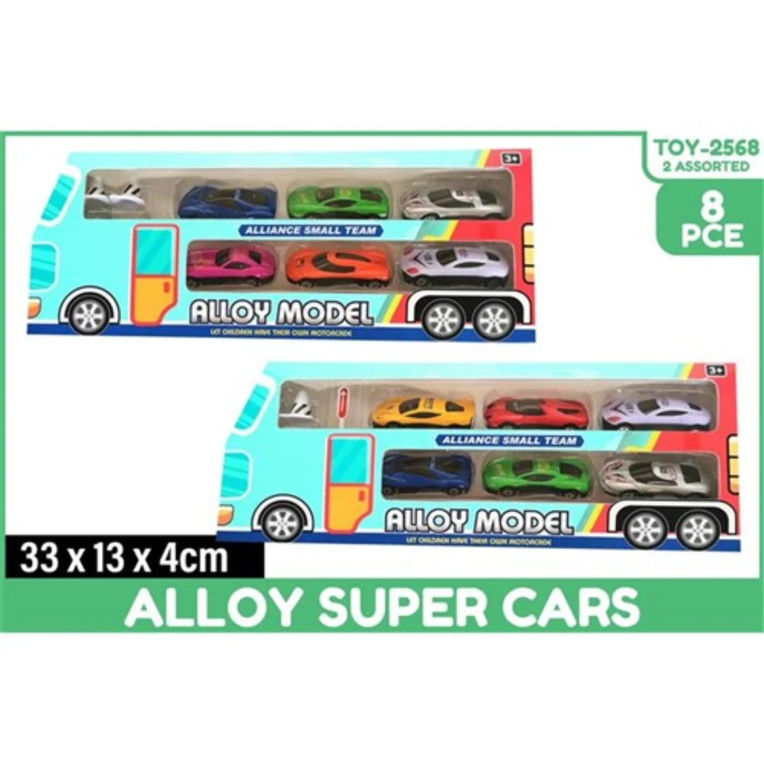 Alloy Super Cars Asstd 8Pce