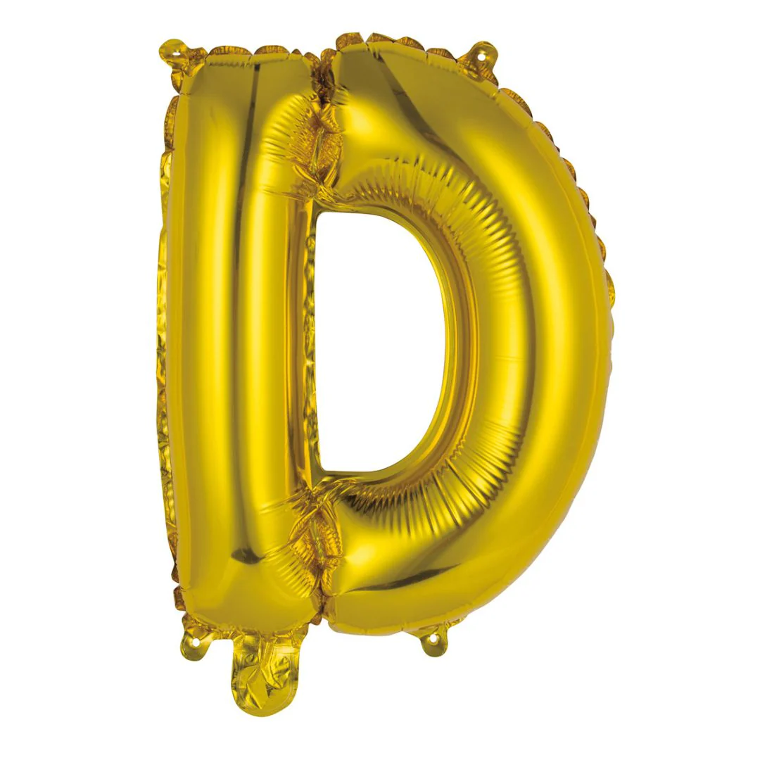 Alphabet Foil Balloon 35cm Gold - D - Image 2