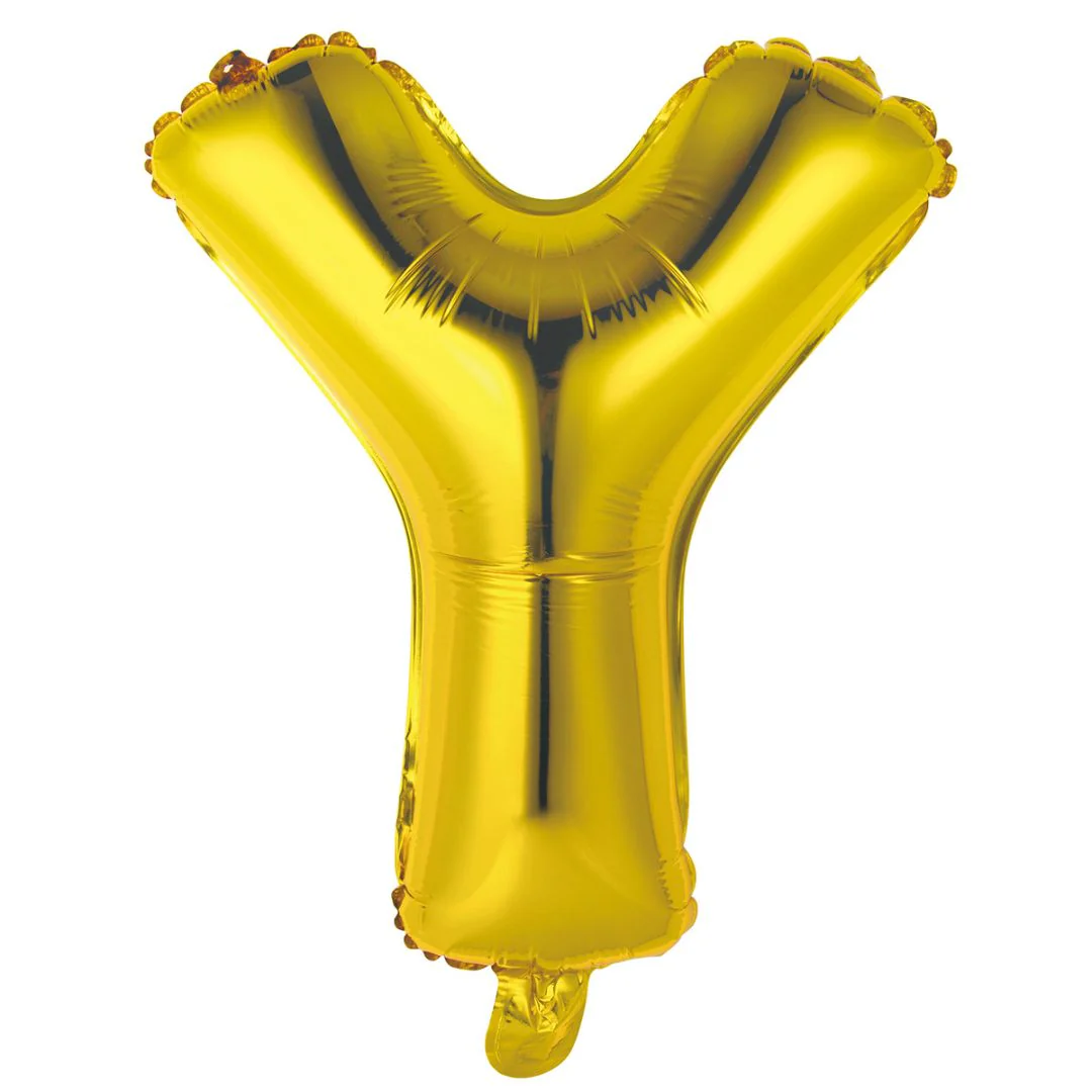 Alphabet Foil Balloon 35cm Gold - Y - Image 2