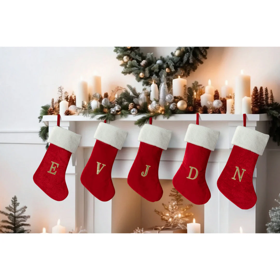 Alphabet Velvet Stocking Gold Letter 50cm Assorted - Image 24