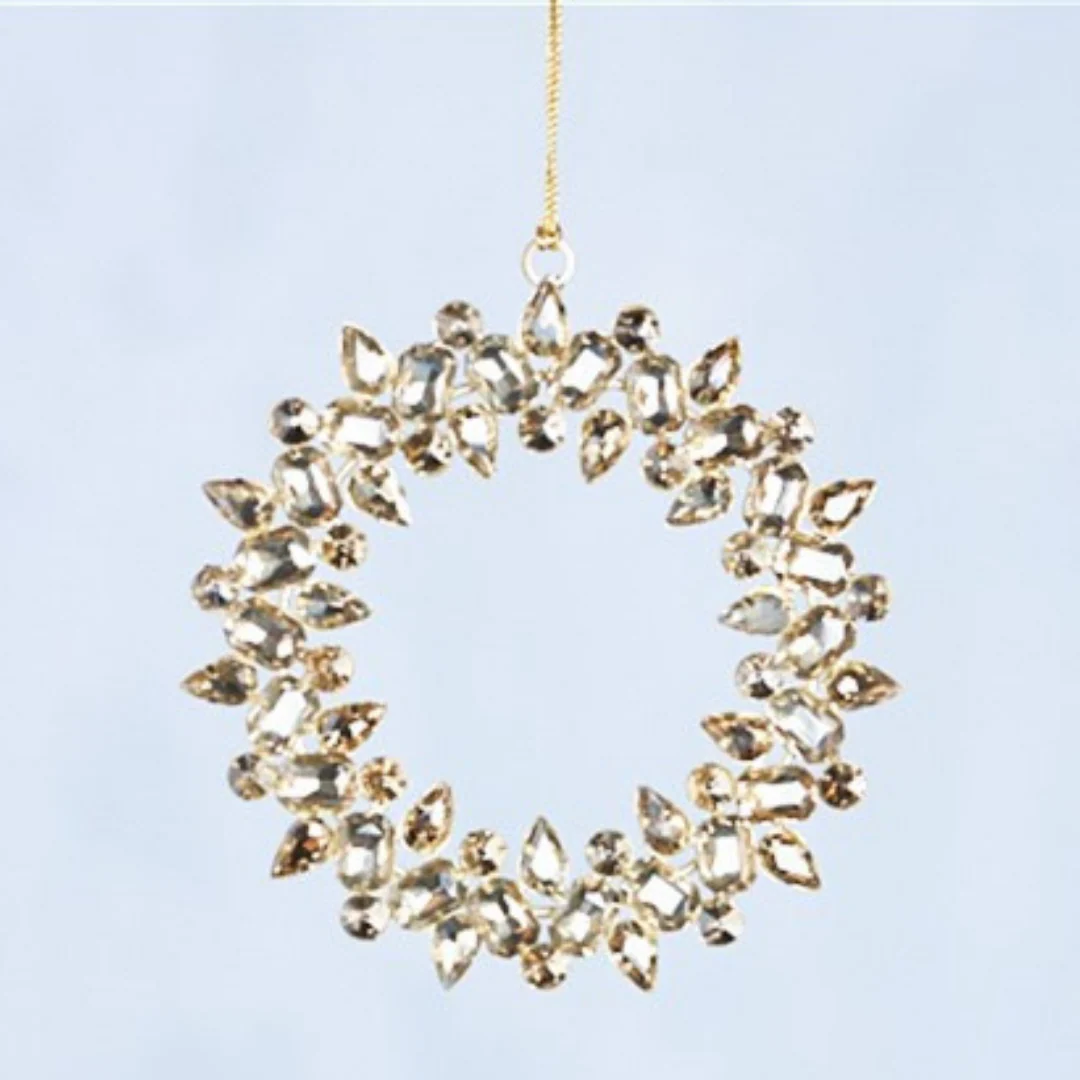 Amber Glass Wreath Tree Decoration 13cm