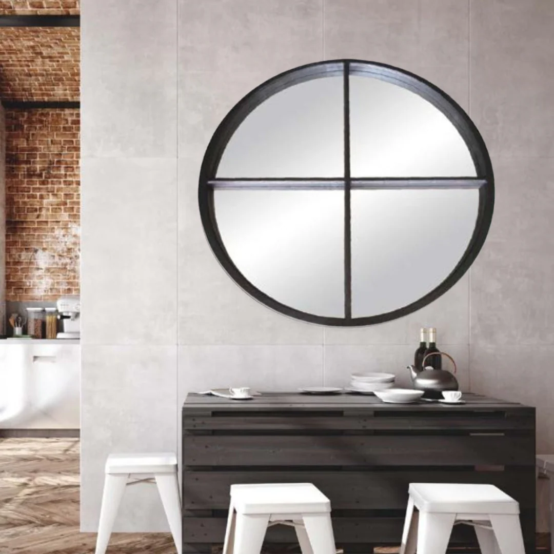 Angelina Mirror Colour: Matt Black Size: 100x100cm Panelled Mirror