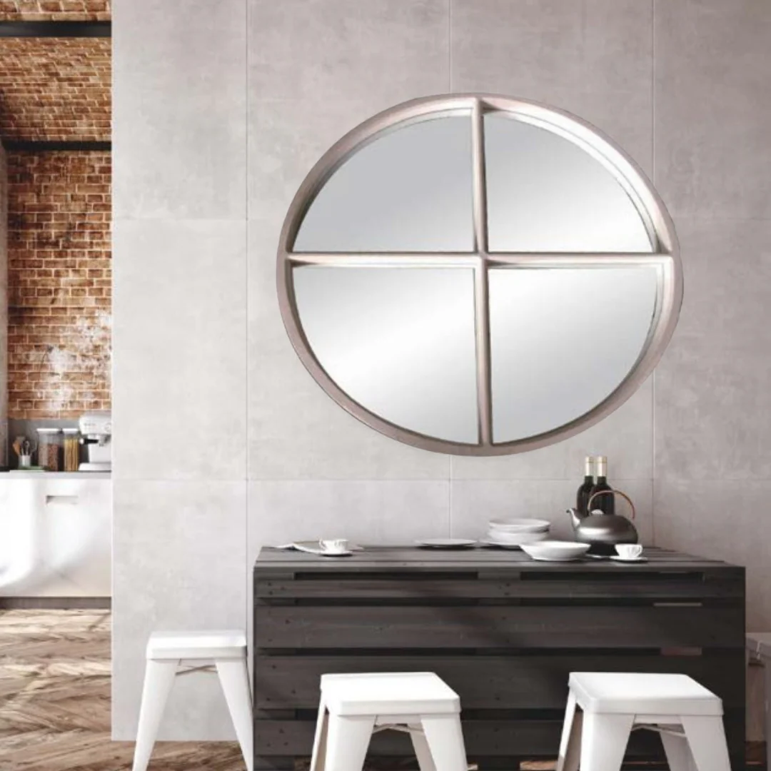 Angelina Mirror Colour: Wood Grain Size: 100x100cm Panelled Mirror