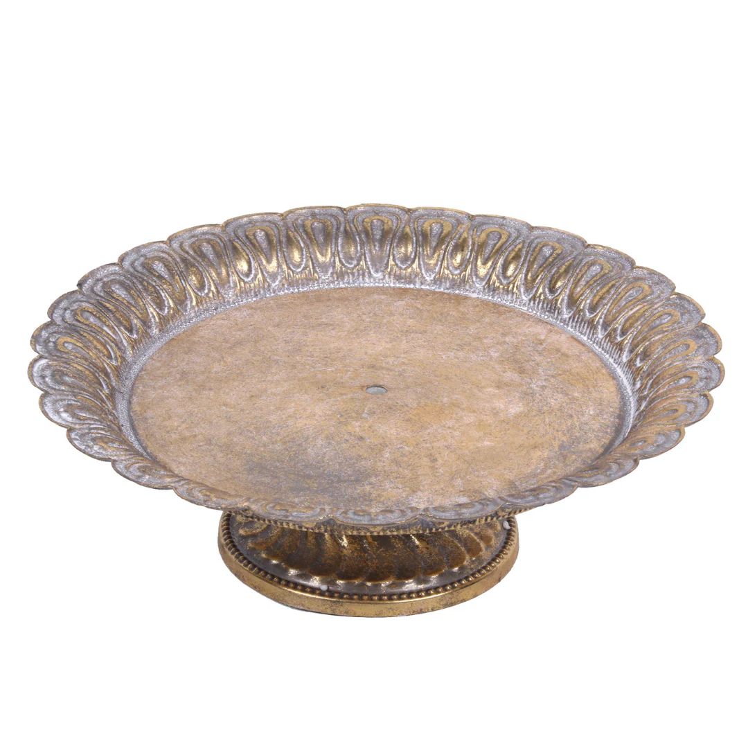 Antique Gold Metal Cake Stand D34.5x11cm