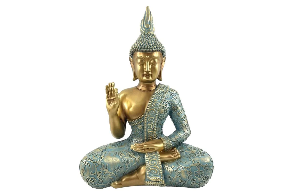 Aqua/Gold Rulai Buddha at Peace 46cm