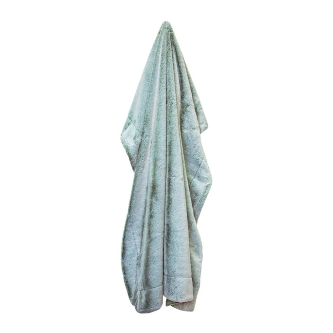 Archie Faux Fur Throw 130x160cm Sage - Image 3