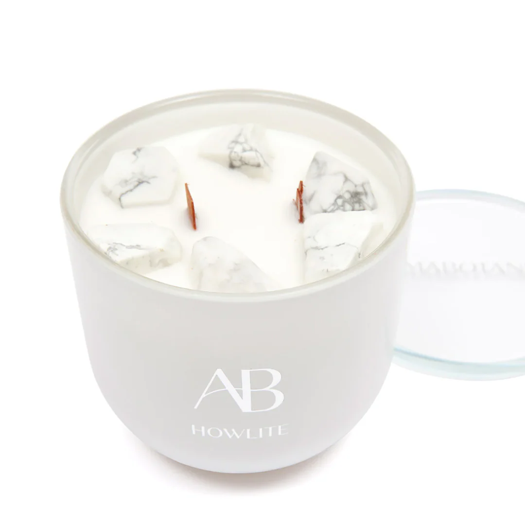 Crystal Candle Candle 340g Howlite - Aromabotanical - Image 2
