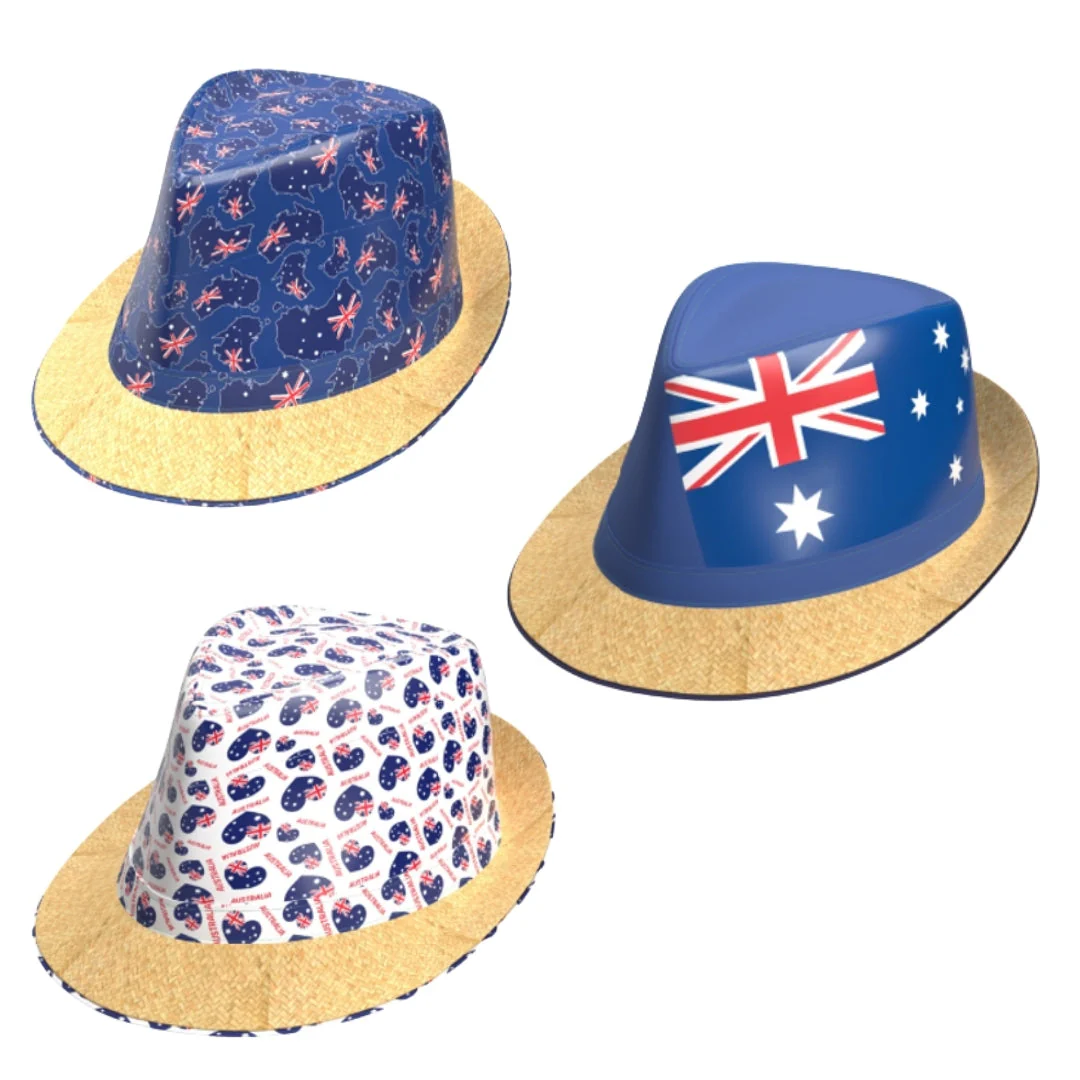 Aussie Straw Trilby Hat Assorted
